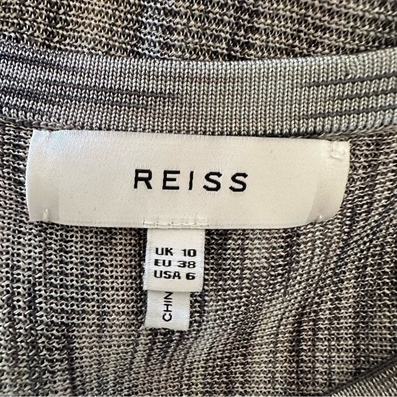 Reiss Sabra SPACEDYE Knitted Blouson GREY BLUE 3/4 batwing Sleeve Dress Size 6 - Picture 11 of 14